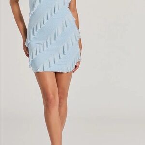 Windsor Light Blue Ruffle Mini Dress